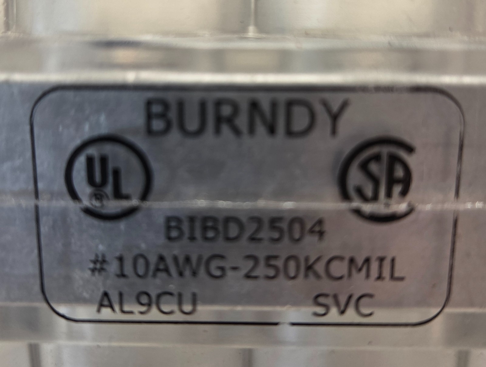 BURNDY BIBD-2504 CLEAR CONNECTOR BIBD 250 KCMIL – 10 AWG AL9CU
