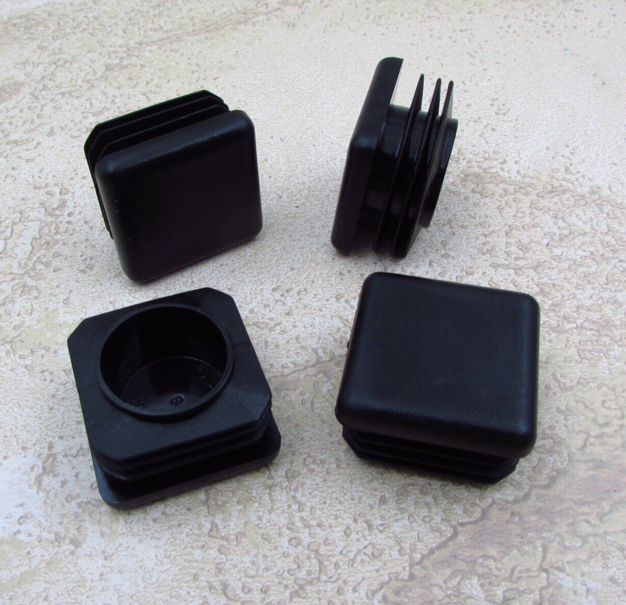 QTY 4 Black 1-1/8″ Inch, 14-20 Gauge Square Tube End Cap Plastic Insert Plugs