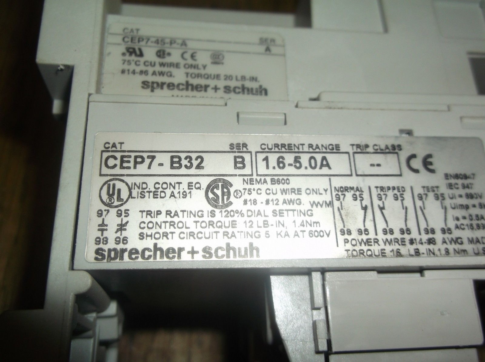 Sprecher + Schuh CEP7-B32 CEP7-45-P-A Overload Relay *FREE SHIPPING*