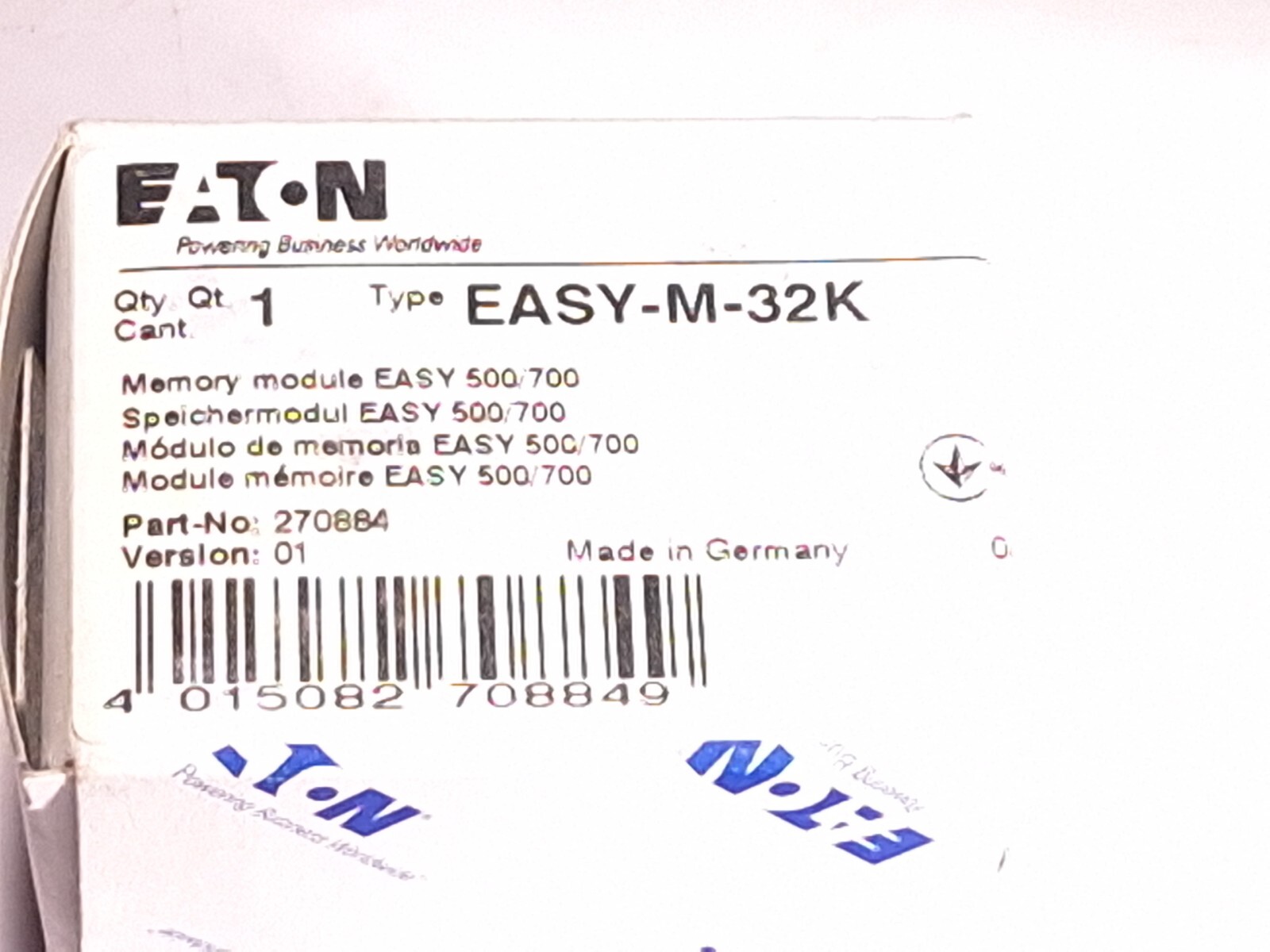 EATON MOELLER EASY-M-32K VERSION 01 MEMORY MODULE 600/700 270884 – 3 AVAILABLE