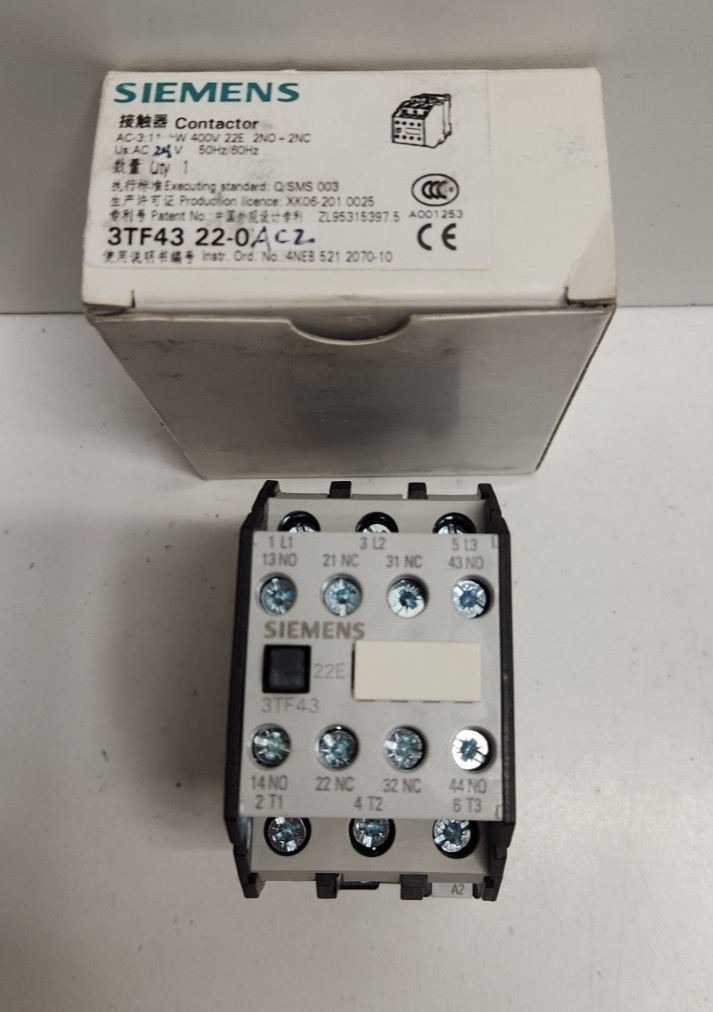 NEW IN BOX! SIEMENS 2NO/2NC 24V COIL CONTACTOR 3TF4322-0AC2