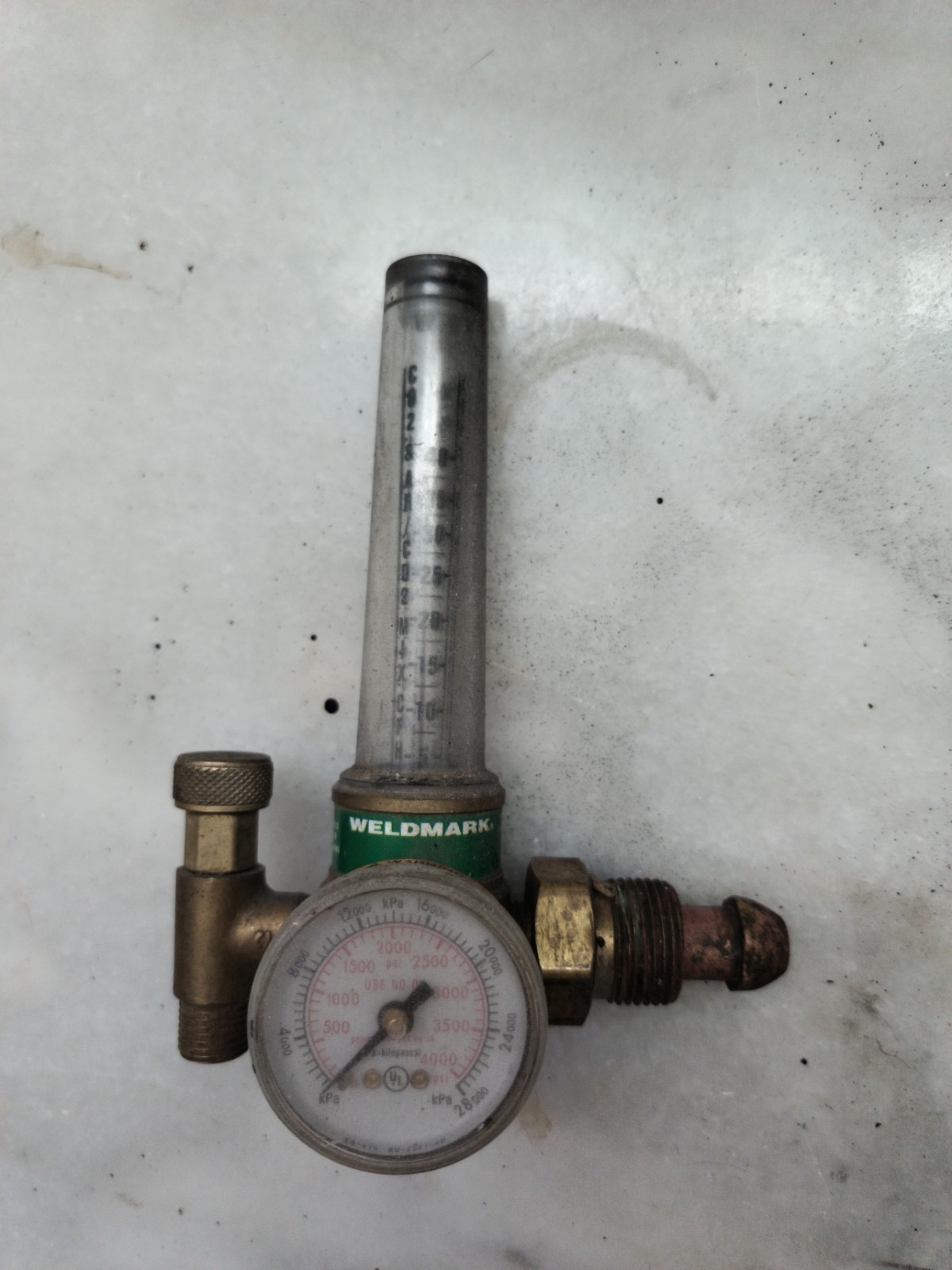 Weldmark HRF 1425-580 FlowMeter, CGA580 (Argon, Nitrogen, Helium, MIG mix, etc.)