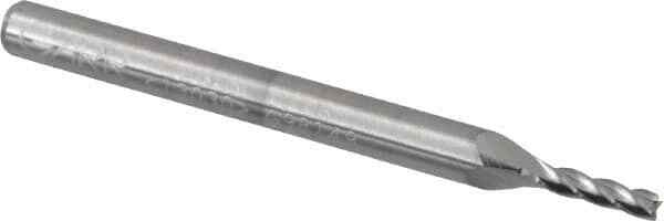 Square End Mill: 1/16” Dia, 1/4” LOC, 1/8” Shank, 1-1/2” OAL, 4 Flutes