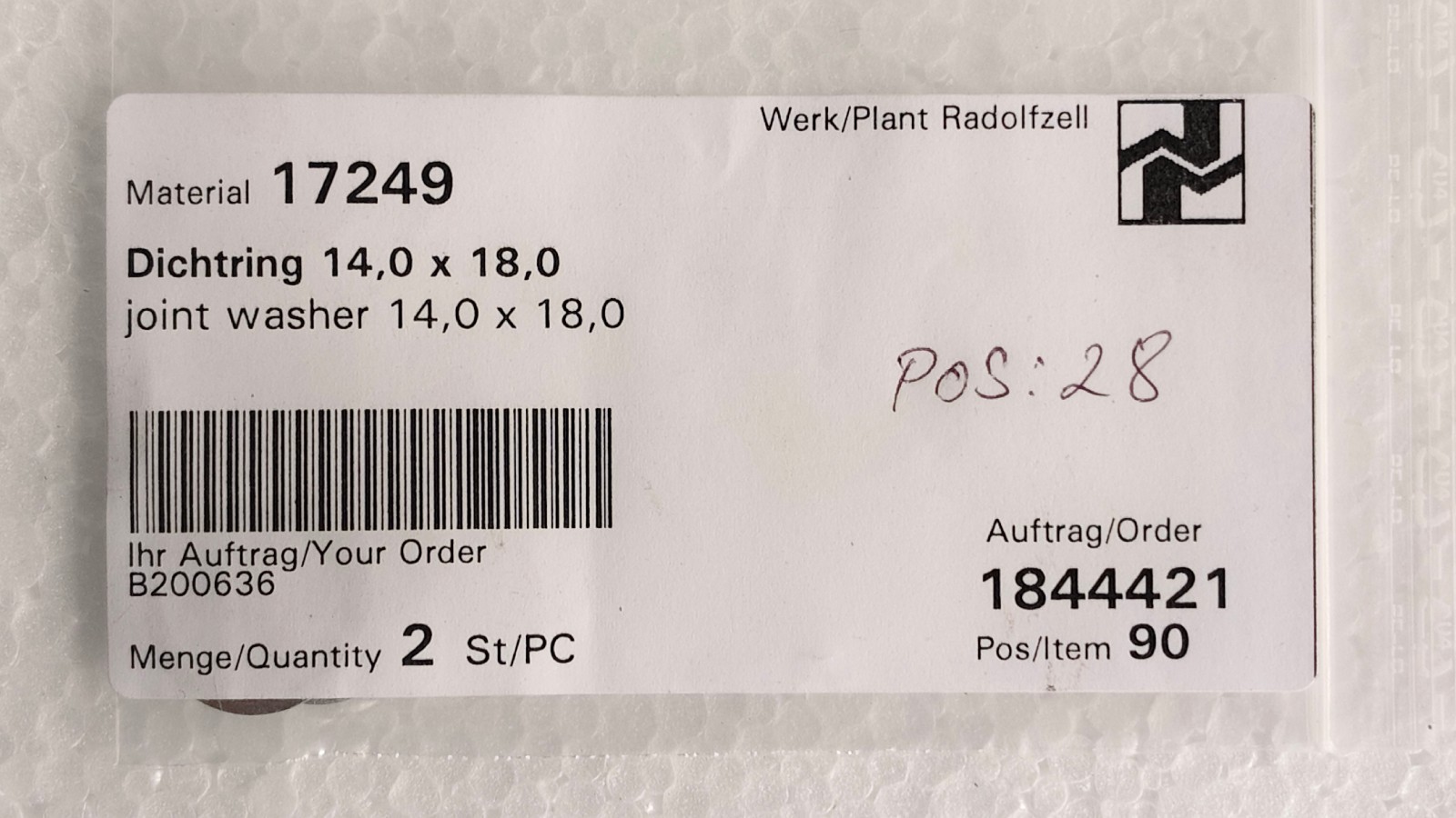 RADOLFZELL 17249 SEALING RING JOINT WASHER LOT OF 06 PCS BOILER PARTS