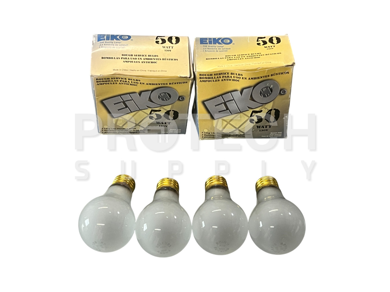 (Lot of 4) Eiko 50A/RS-130V E26 Rough Service Light Bulb 50W with WARRANTY