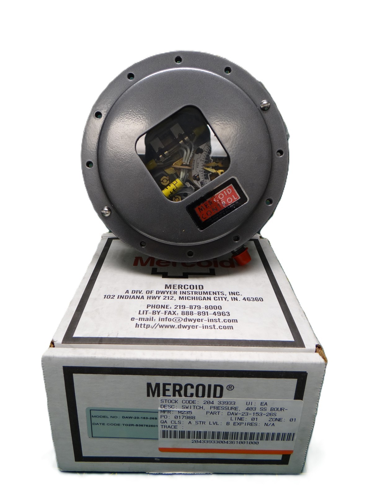 Dwyer -14.7 to 75PSIG Mechanical Pressure Switch, DA/DS Series, DAW-23-153-26S