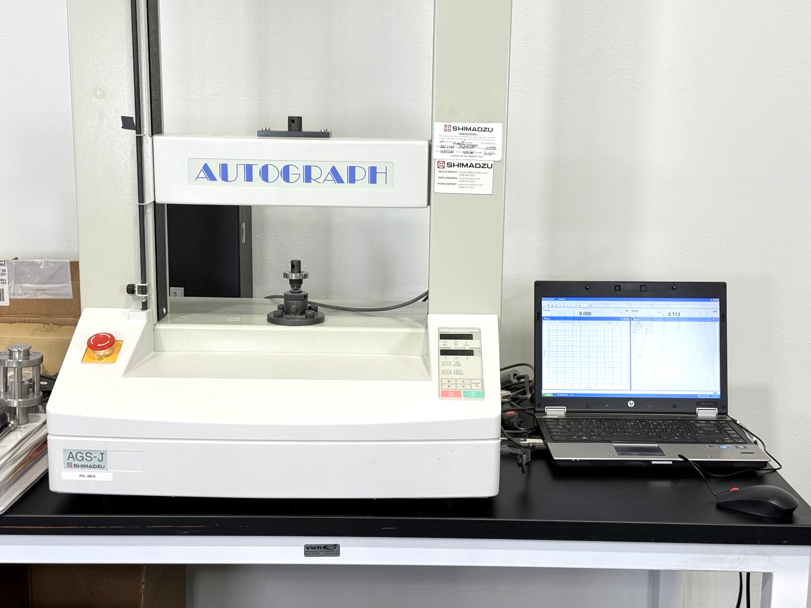 SHIMADZU AGS-J 10kN Universal Testing Machine Tensiometer W/ Software & Accessor