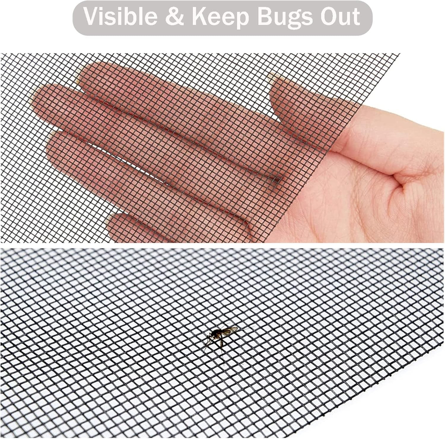 Window Screen Replacement Kit 48” x 99” Fiberglass Screen Mesh W/ Rolling Tool