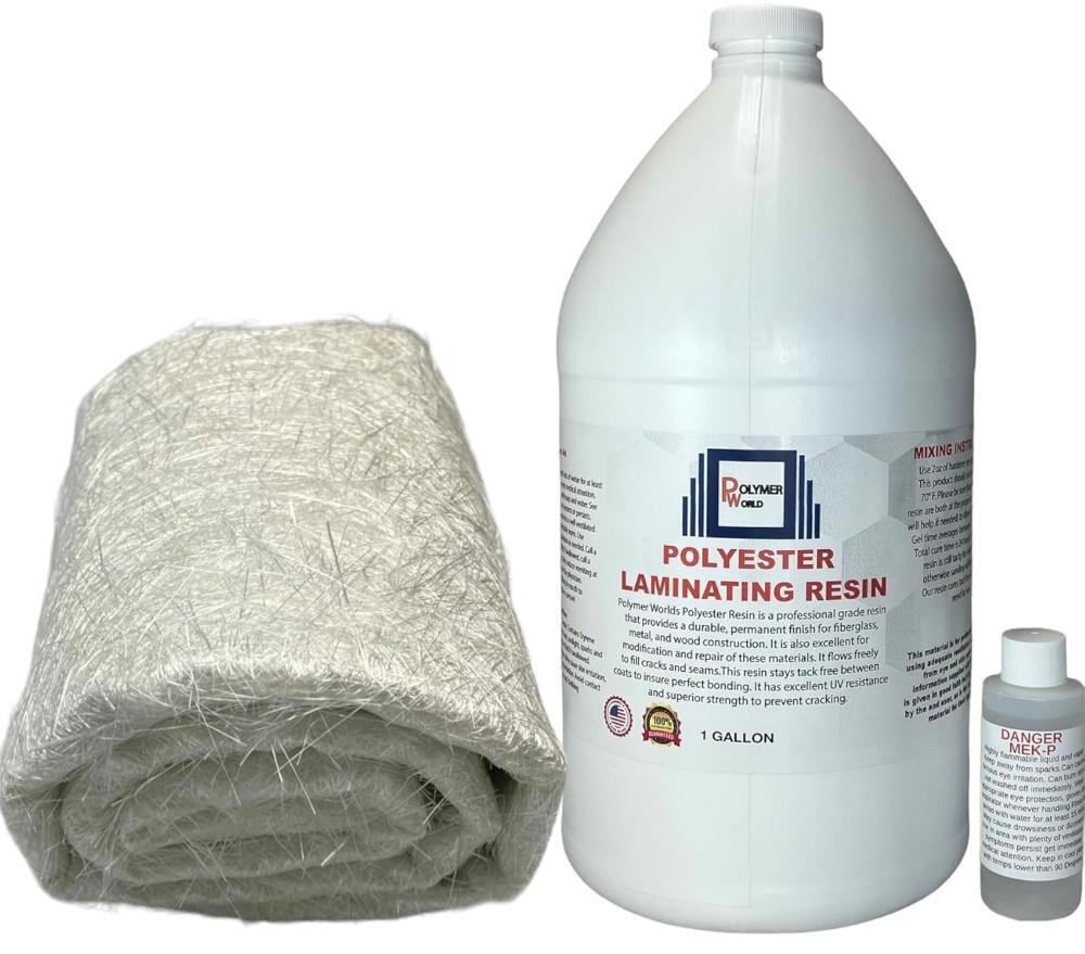 1 Gal Polyester Resin with Rolled .75x50x5 Yard Chopped Strand Mat with MEKP
