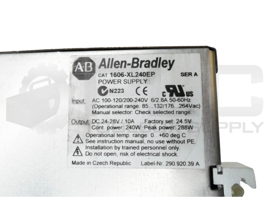 ALLEN BRADLEY 1606-XL240EP /A POWER SUPPLY 100-240VAC 6/2.8A 50/60HZ
