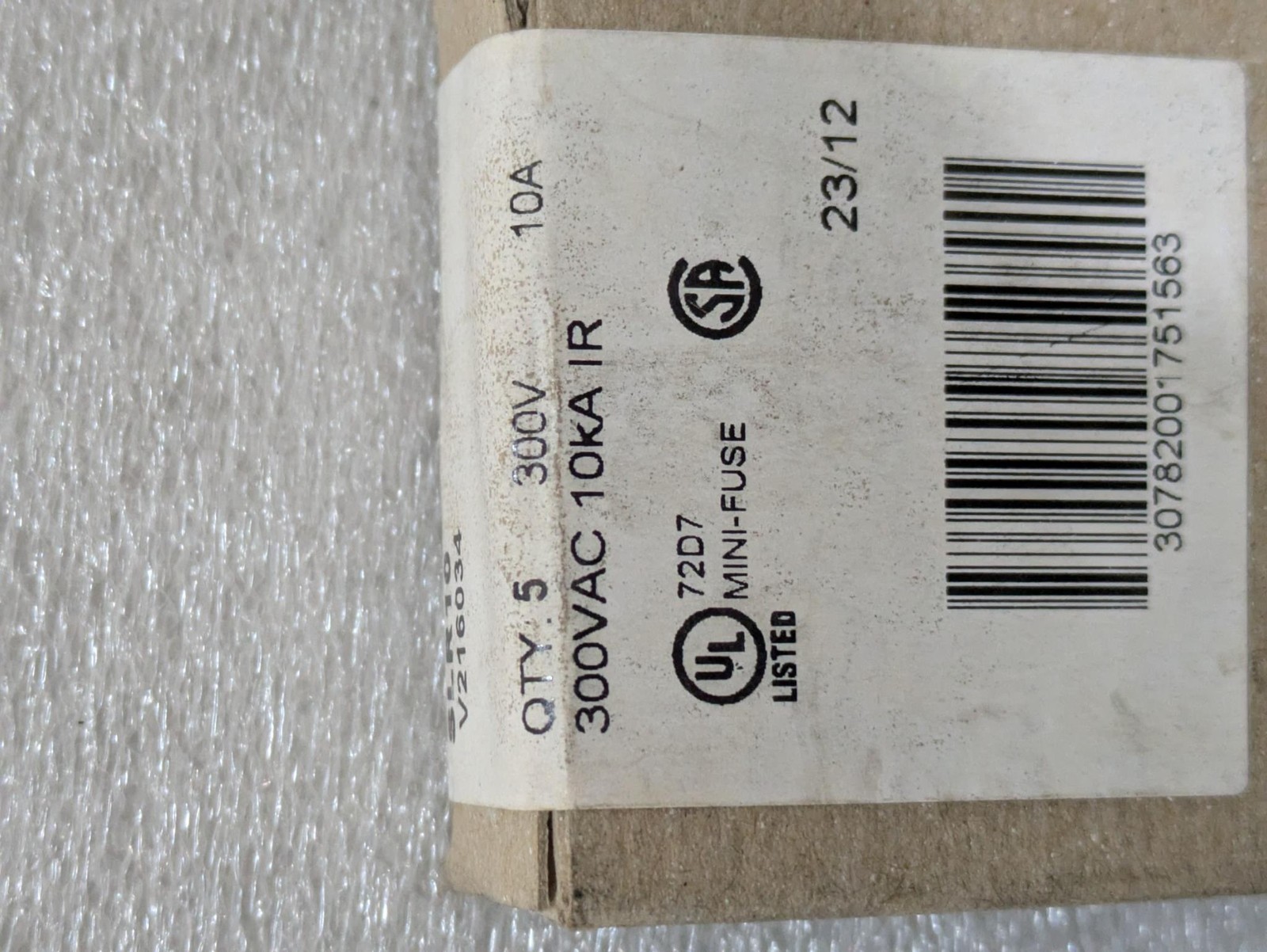 Mersen SLR10 In-Line Lighting Fuse 10A 300V Pack of 5 Industrial Electrical OEM
