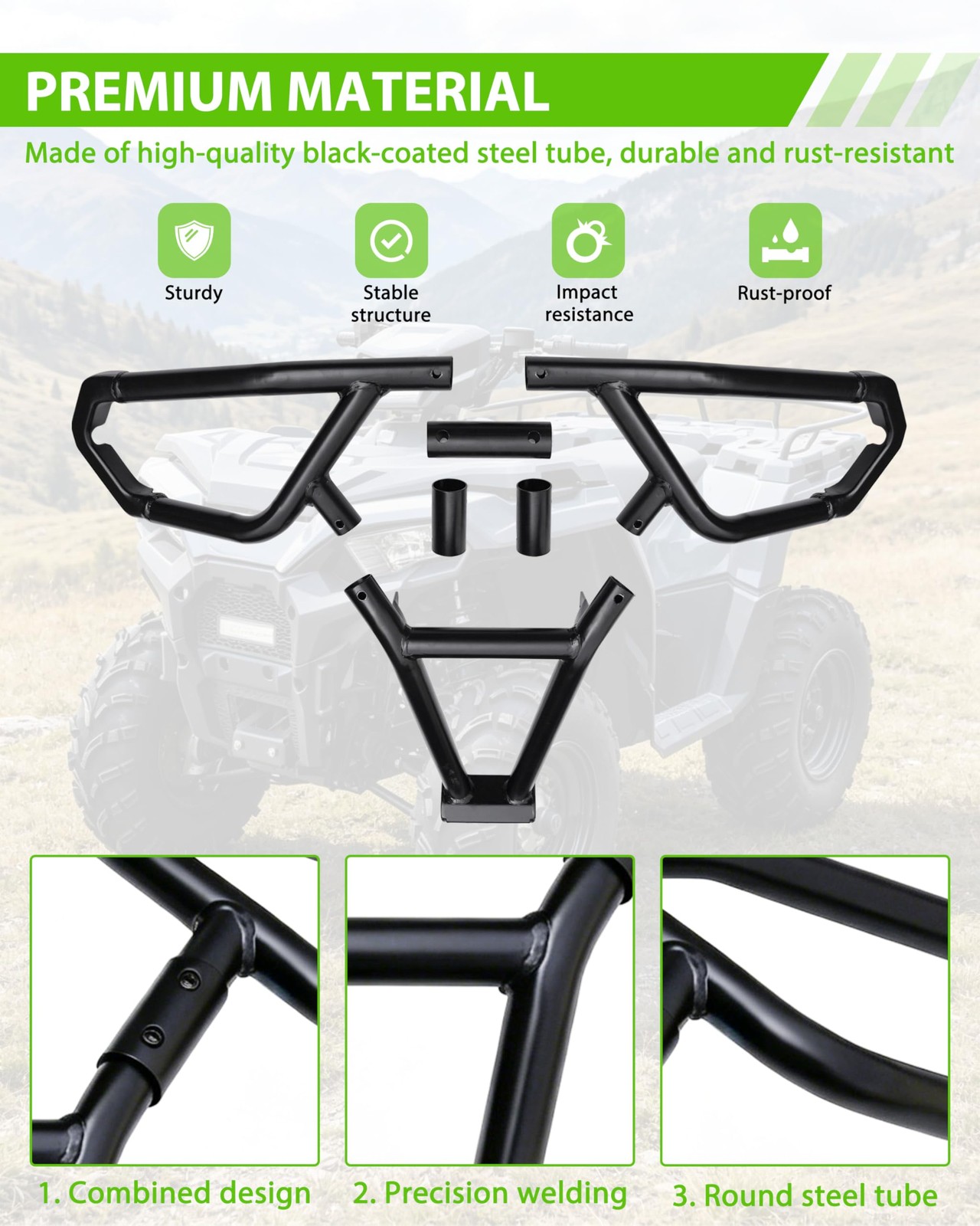 KEWISAUTO Rear Bumper for Polaris Sportsman 450 570 2021-2026 Accessories, St…