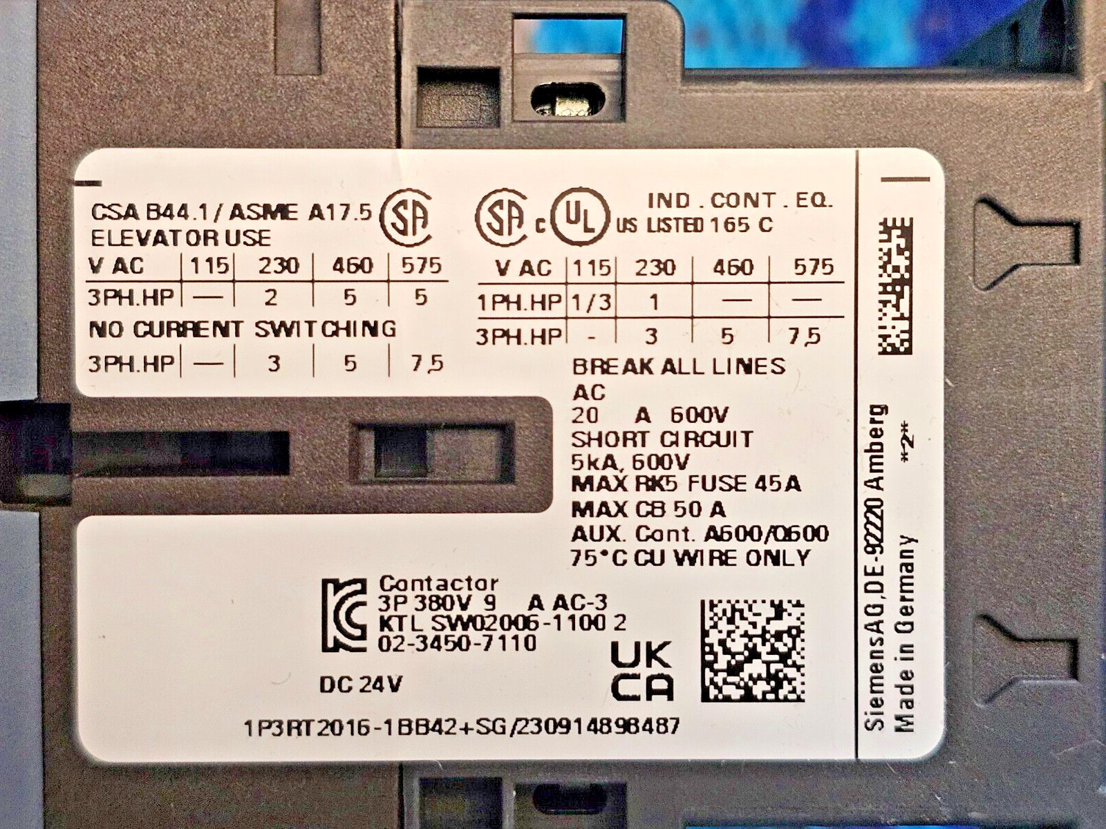 SIEMENS Reversing Contactor 3RA2316-8XB30-1BB4-NEW – FREE SHIP