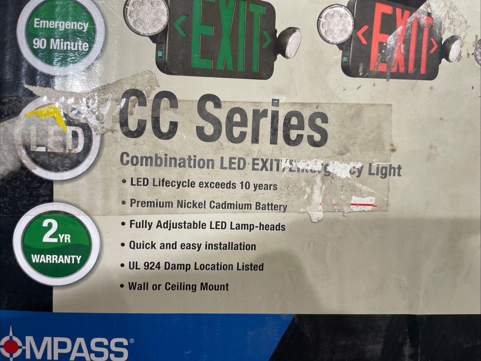 COMPASS CCRRC CC SERIES COMBINATION LED EXIT/EMERGENCY LIGHT 120/277V NEW