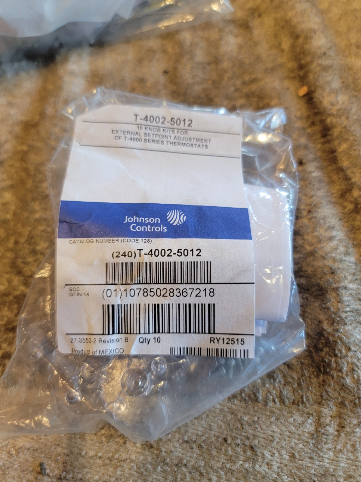 10 Pack Johnson Controls T-4002-5012 Thermostat Adjusting Knob Kit Set Point