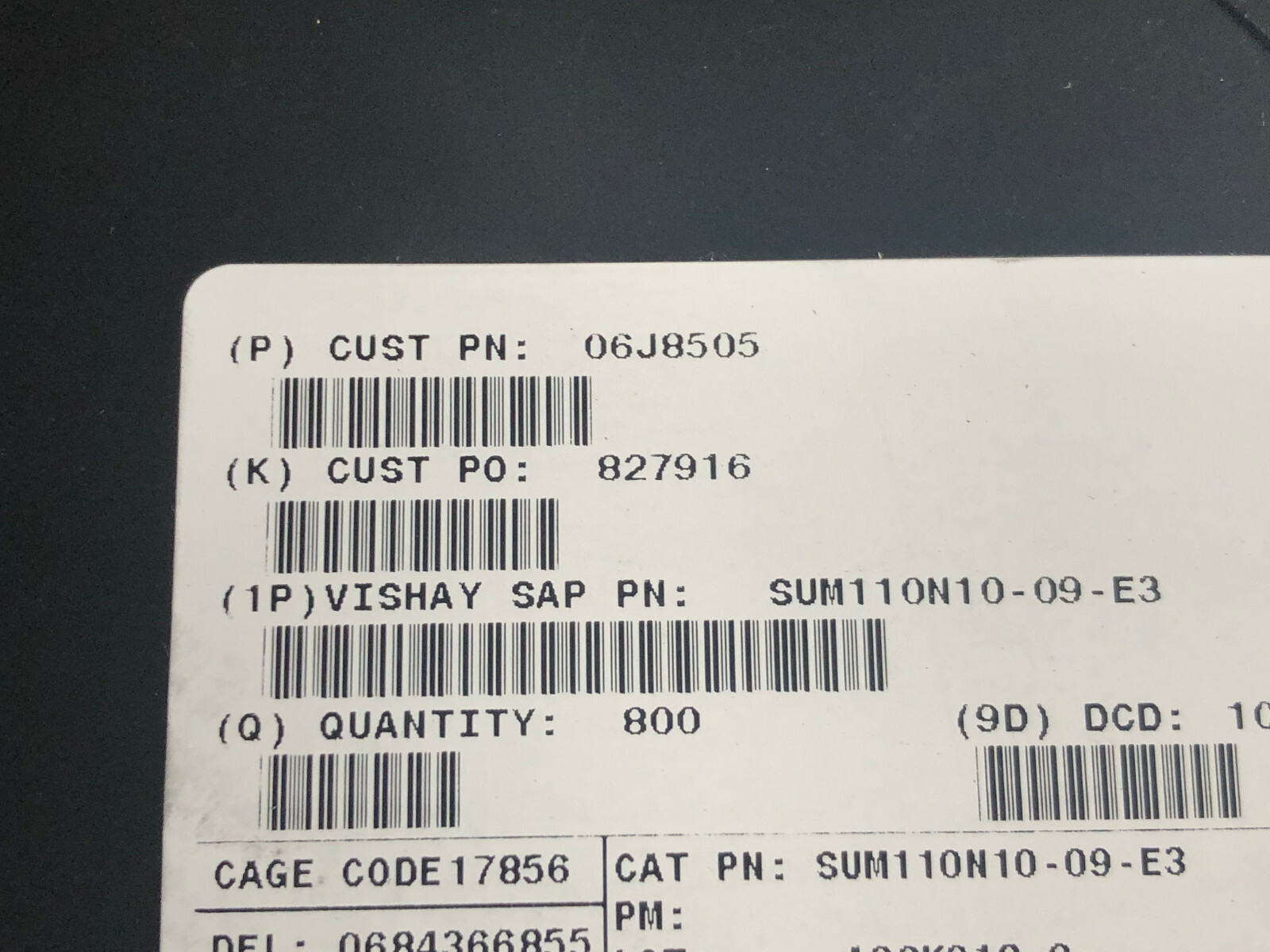 LOT 555 VISHAY SUM110N10-09-E3,TX24-04-EC1,N CHANNEL MOSFET,100V,110A TO-263,SL