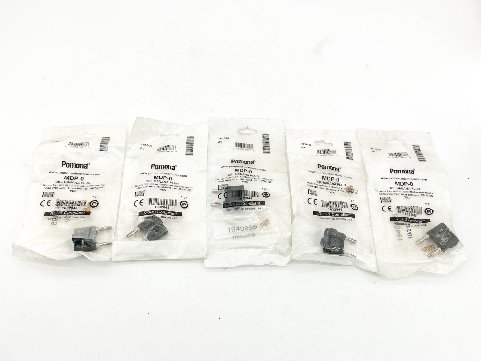 New Lot of 5 Pomona MDP-0 DBL Banana Plug 5000VDC 1632845