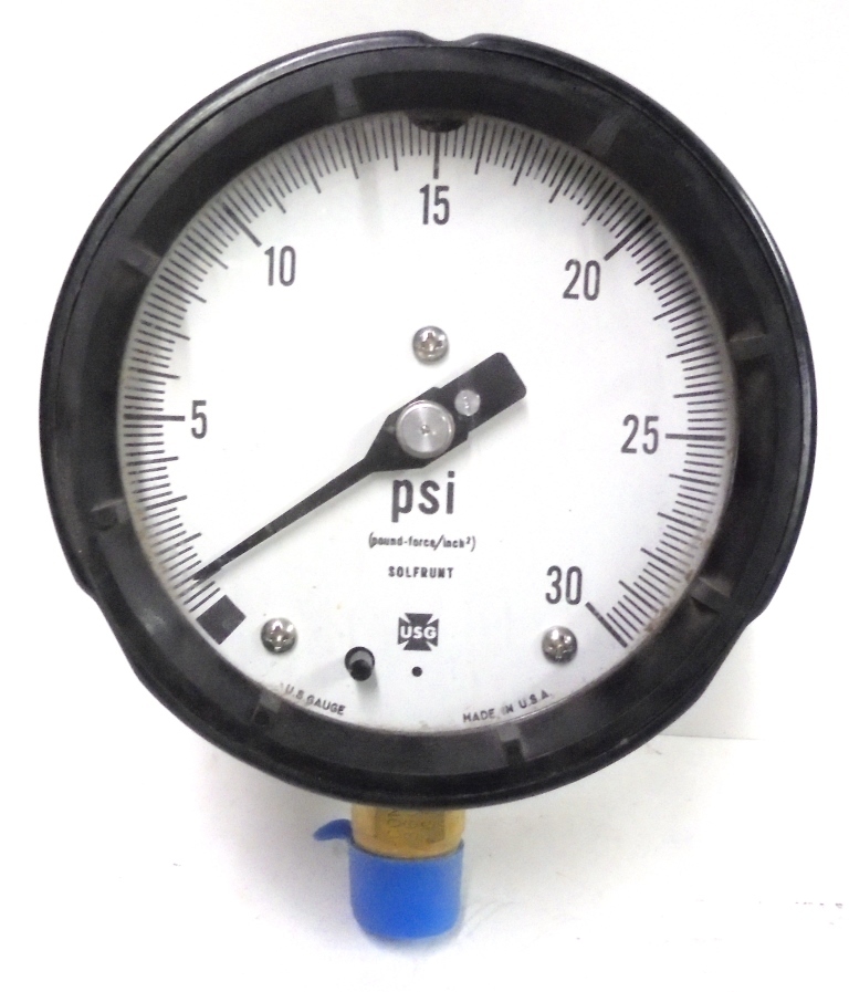 AMTEK U.S. GAUGE, 1980, 150007, 0-30 PSI, 1/2″ NPT, 4-1/2″ SIZE