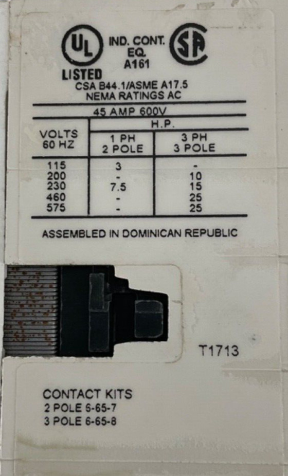 NEW EATON AN19GN0T5E005 STARTER FVNR SZ2 SS OVERLD 1-5A 24/60 COIL 1NO AUX