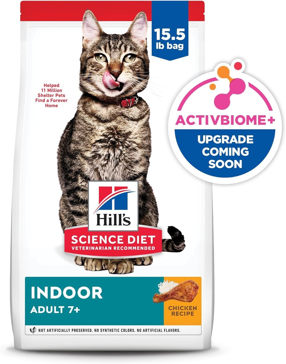 Hill’s Science Diet Adult 7+ Indoor Dry Cat Food, Chicken, 15.5 lb. Bag