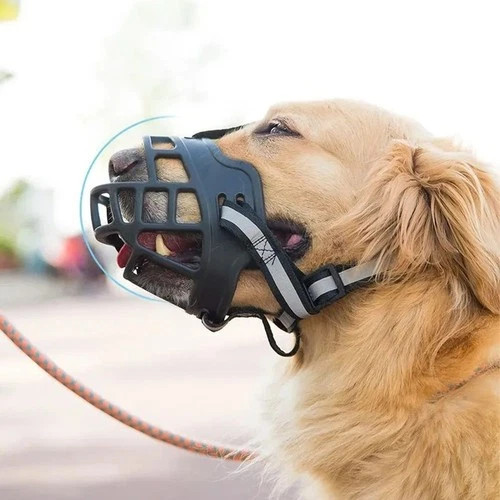 Large Pet Dog Basket Muzzle Mouth Cover Mesh Cage NoBarking Biting Chewing Black