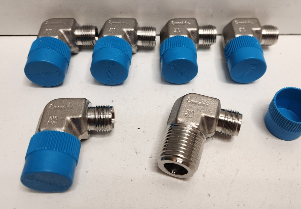 LOT OF 6 NEW NO BOX! SWAGELOK 3/4″ TUBE OD X 1/2 NPT ELBOW CONNECTORS SS-600-2-8