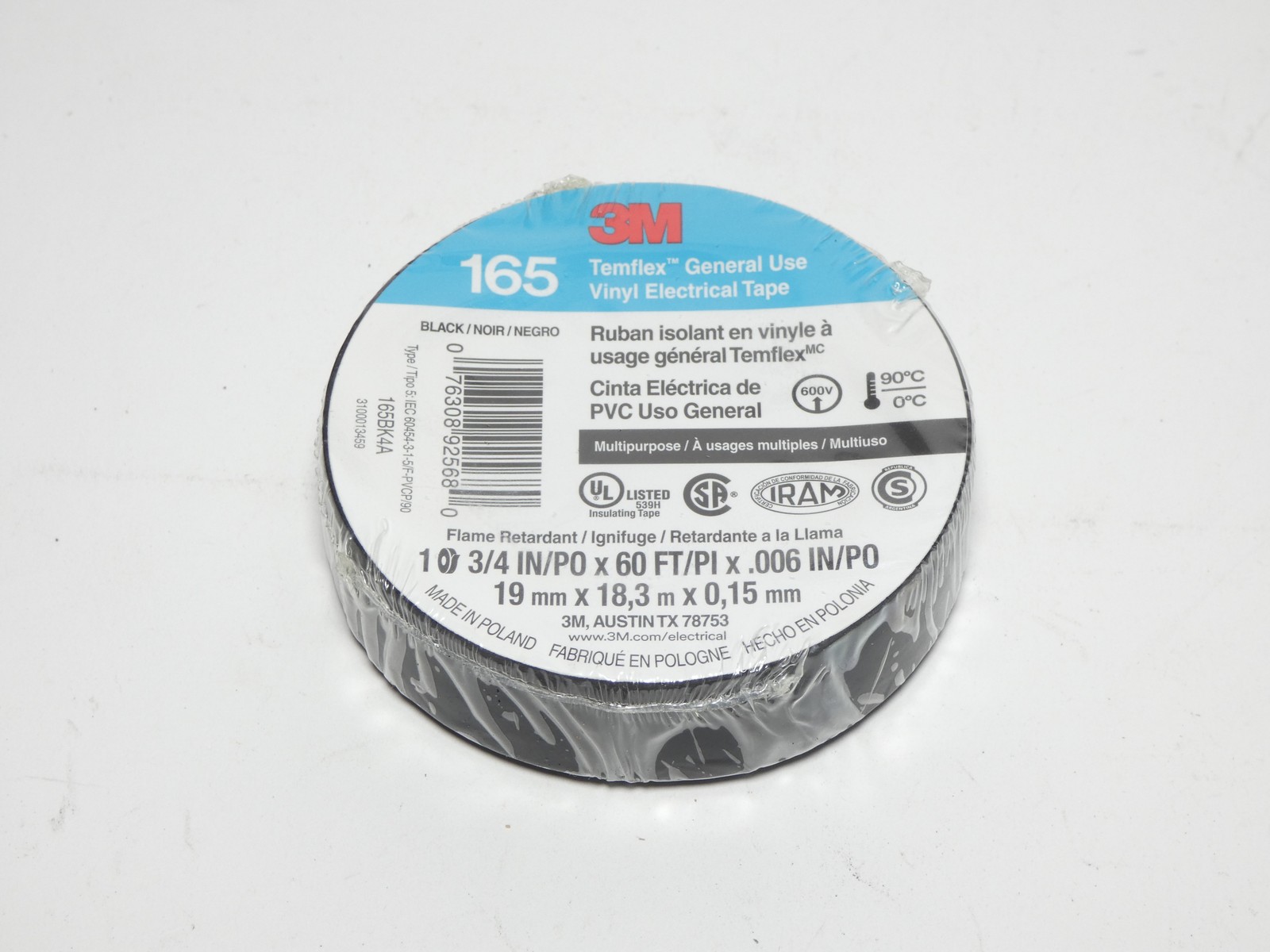 *Lot of 6* 3M 165BK4A Temflex Vinyl Black Electrical Tape 3/4″ x 60′ x .006″ …