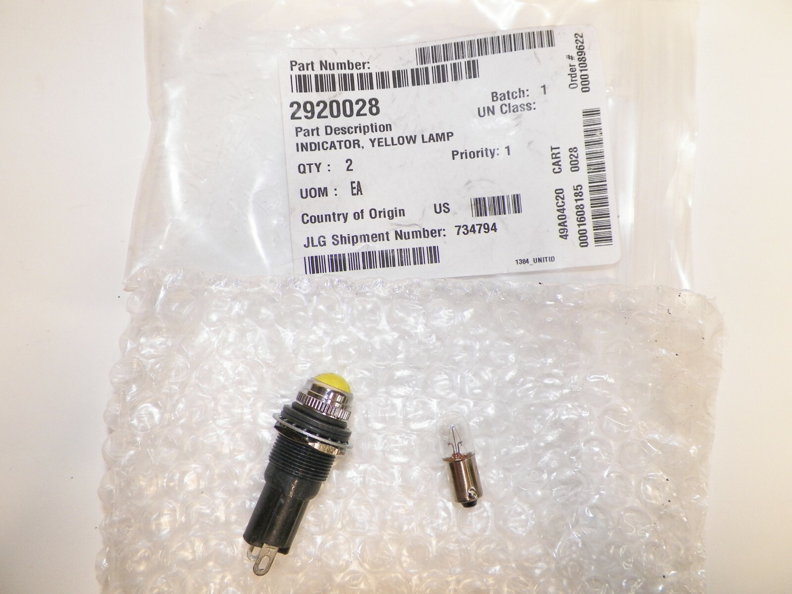 JLG PART 2920028 Yellow Indicator Lamp Assembly