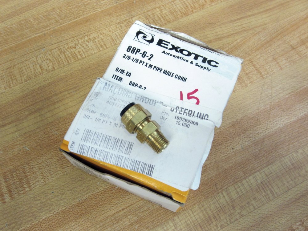 Parker X68P-6-2 3/8×1/8 Brass Male Pipe Connector X68P62 (Pack of 15)