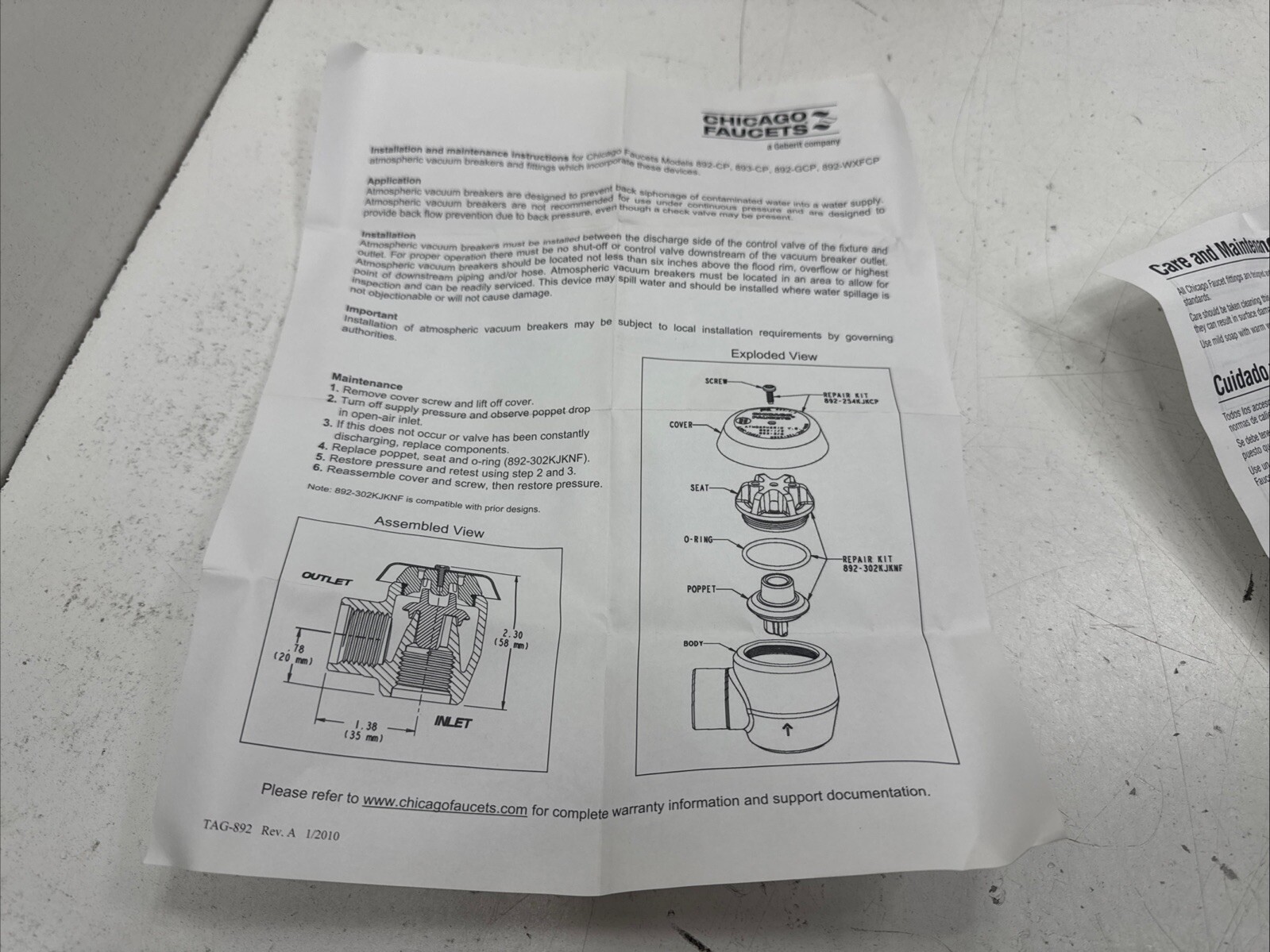 (Qty.3) 1/2” Chicago Faucet 892-ABCP Chrome Brass Vacuum Breaker