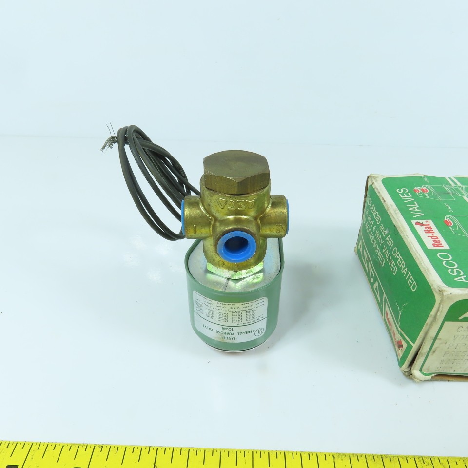 Asco 8320A184 Air, Gas, Water Solenoid Valve 120V 10.5W 1/4″ NPT 150PSI 3-Way