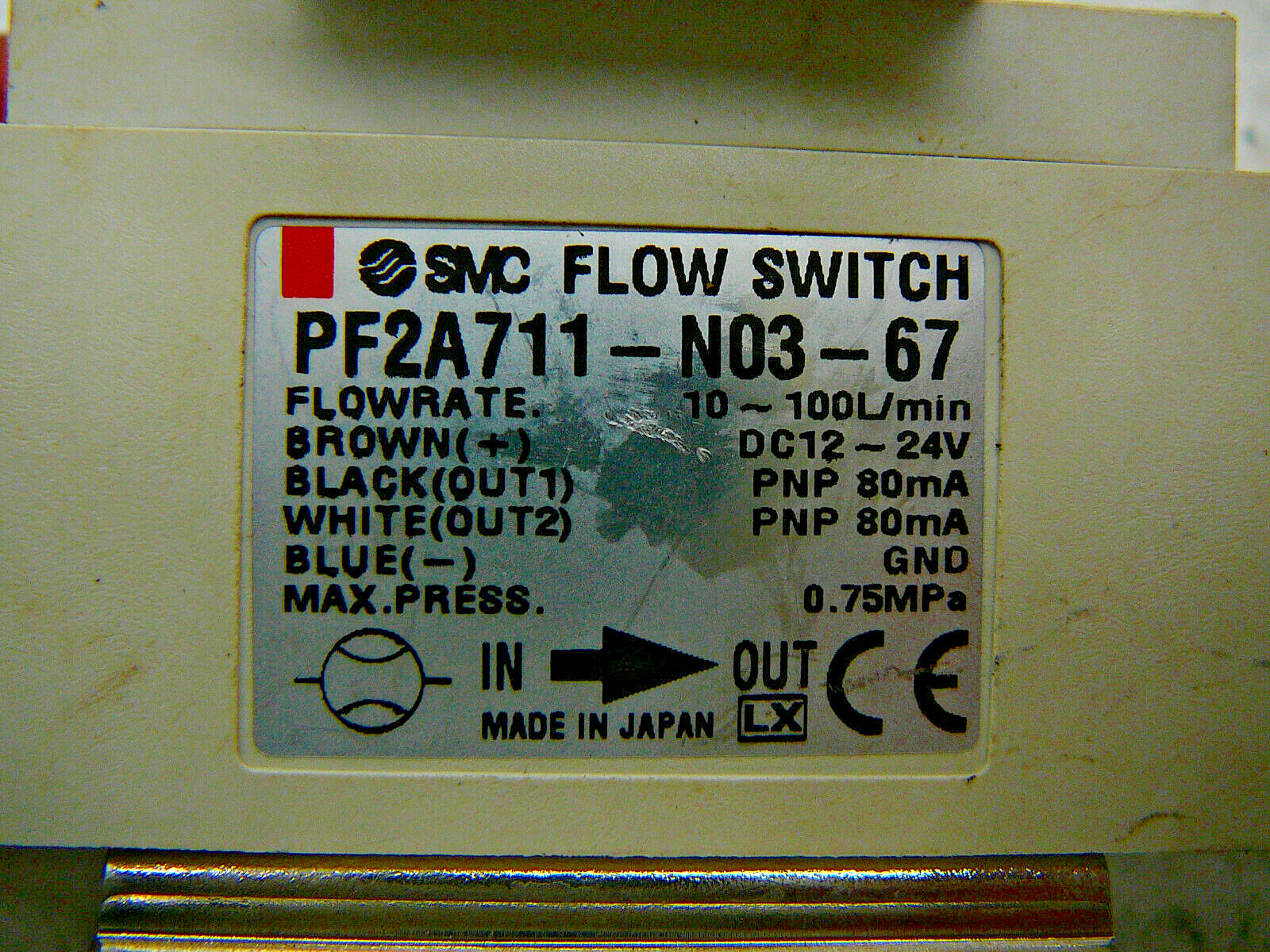 SMC DIGITAL FLOW SWITCH PF2A711-N03-67 12-24VDC 10-100L/MIN