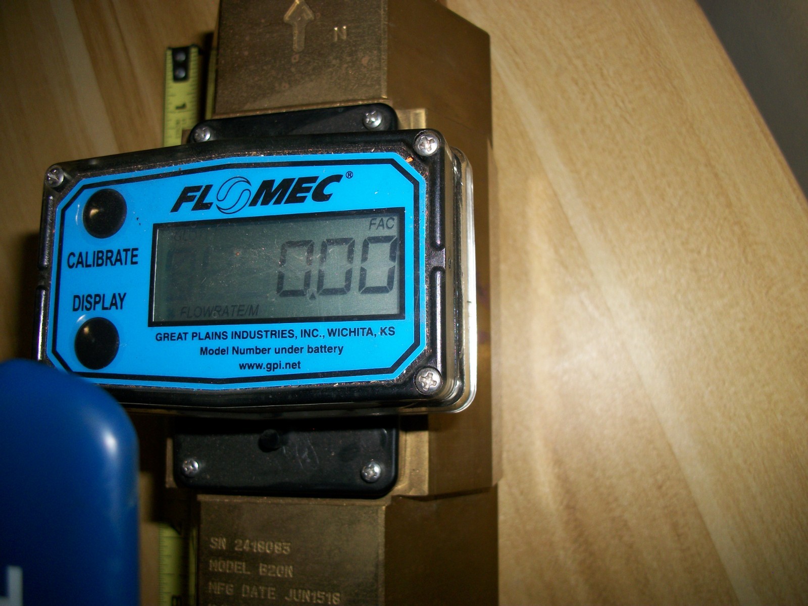 2 IN. FLOMEC ELECTRONIC DIGITAL FLOWMETER MODEL G2B20N09GMB W/DURA VALVE DM340