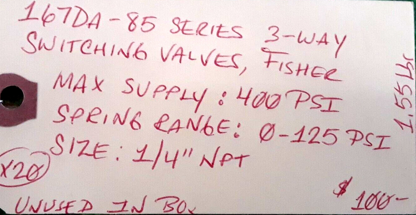 🟠FISHER 167DA-85 SERIES SWITCHING VALVES PESSCO IS OFFERING 1 C031323-7-26 🗽
