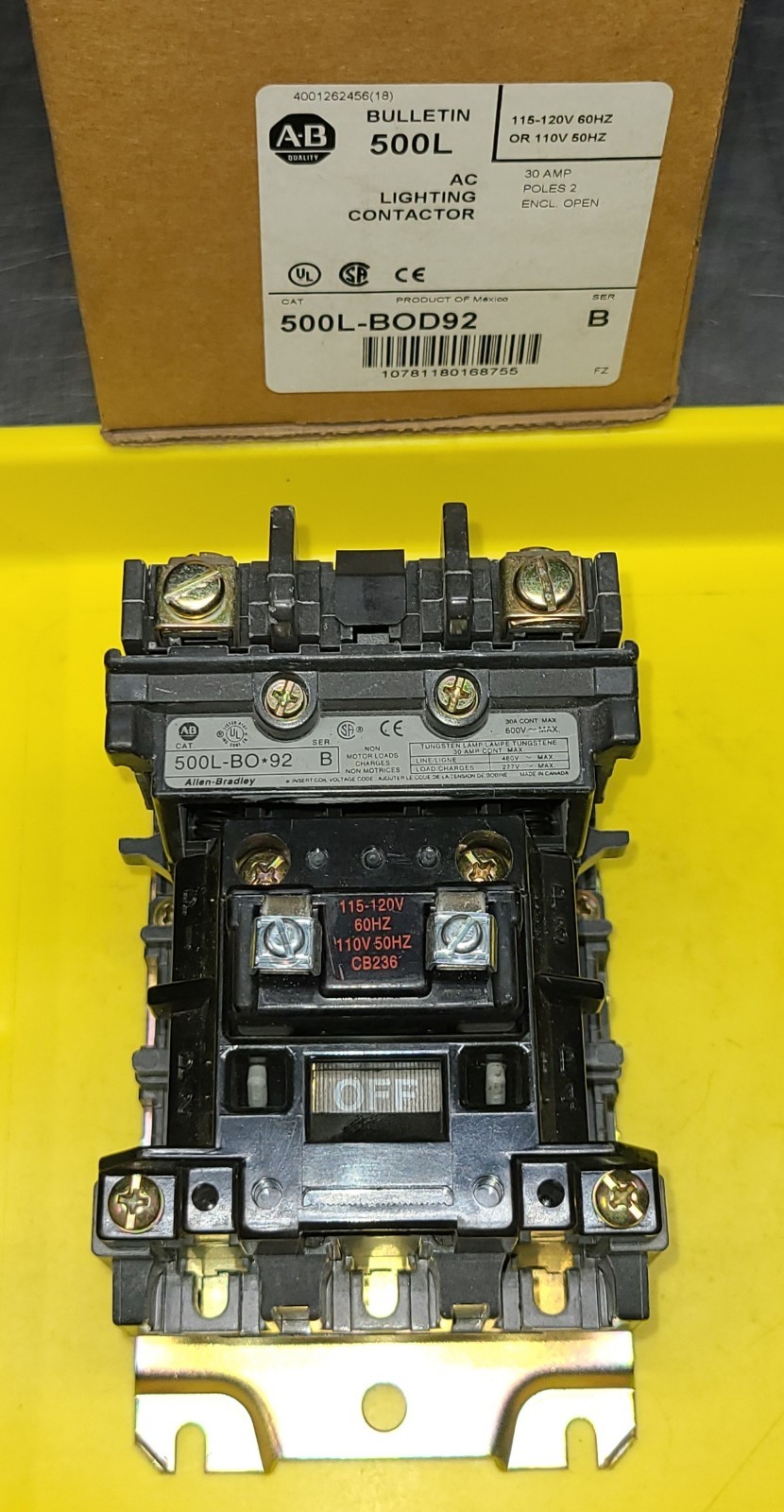 Allen Bradley 500L-BOD92 Lighting Contactor **USED**
