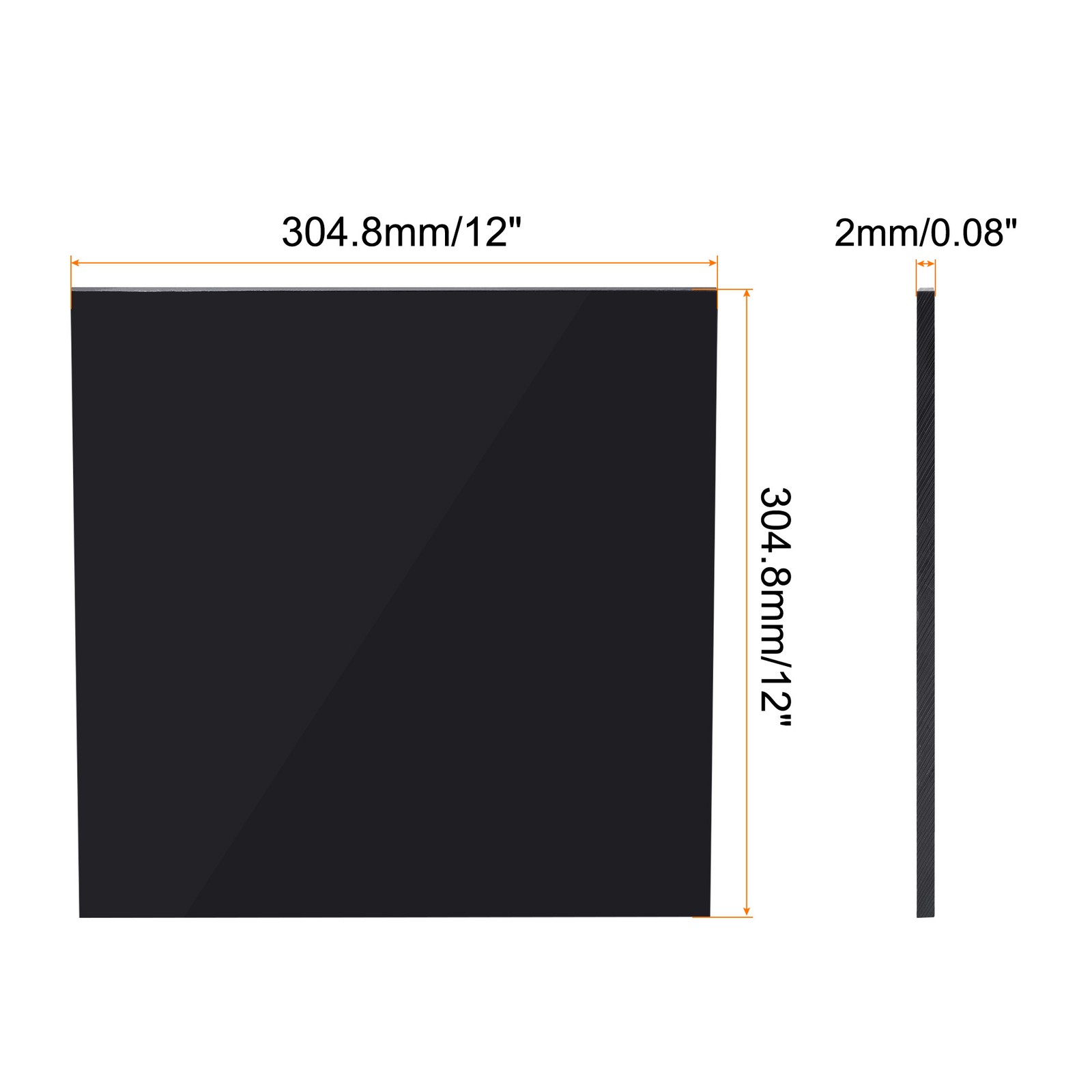 UHMW Sheet Ultra High Molecular Weight Polyethylene Sheet 12″x 12″ x 0.08″ Black