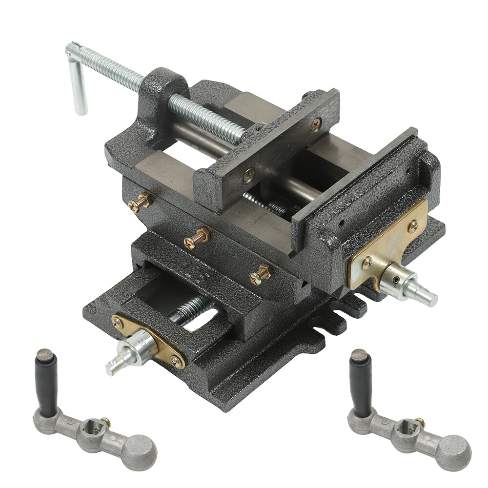 5 Inch Cross Press Vise Slide Vice For Duty Sliding Drill Shop Grip Tools Heavy