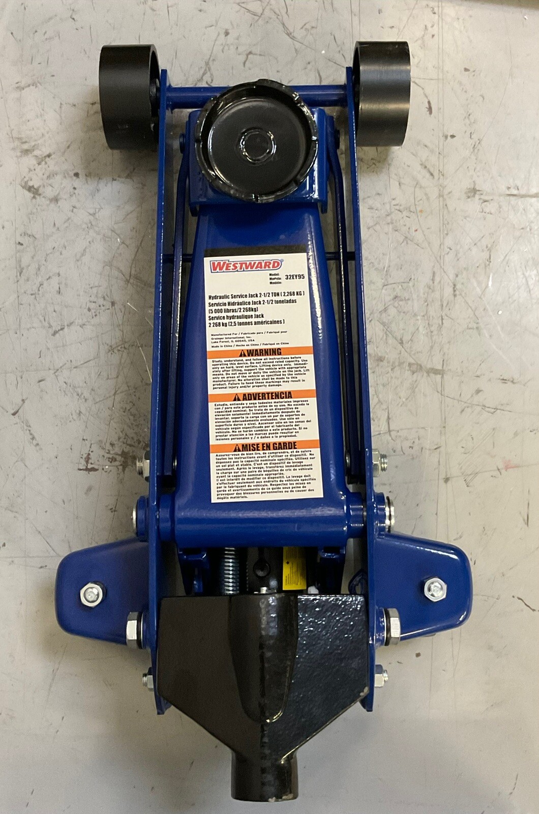 WESTWARD 32EY95 Trolley Floor Jack Manual Handle 2.5 ton Load