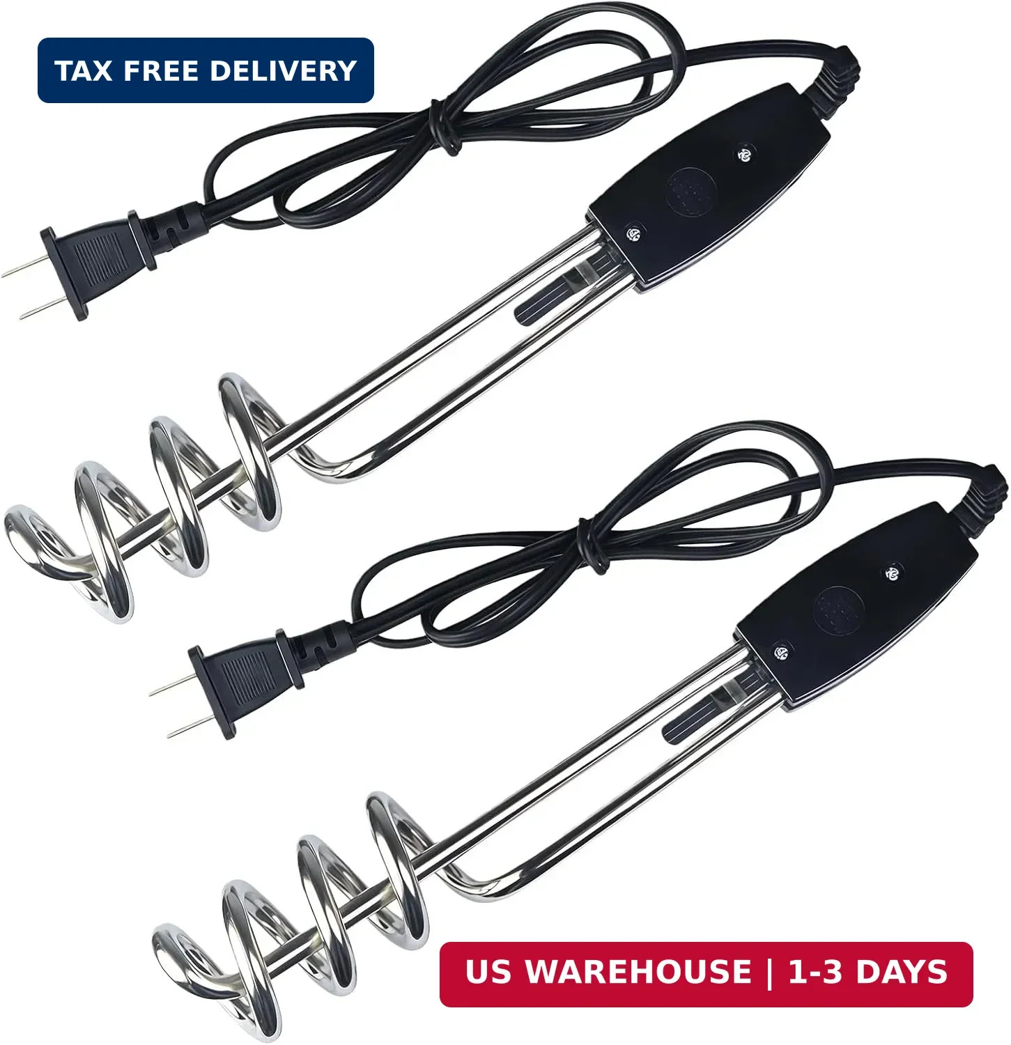 2 Pack 1000W Immersion Water Heater – 110V 10 Inch Submersible Heating Coil for