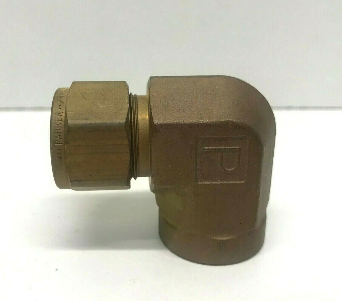 LOT OF (5) NOS! PARKER 5/8″ TUBE OD X 1/2″ FNPT BRASS FEMALE ELBOWS 10FEL8N-B