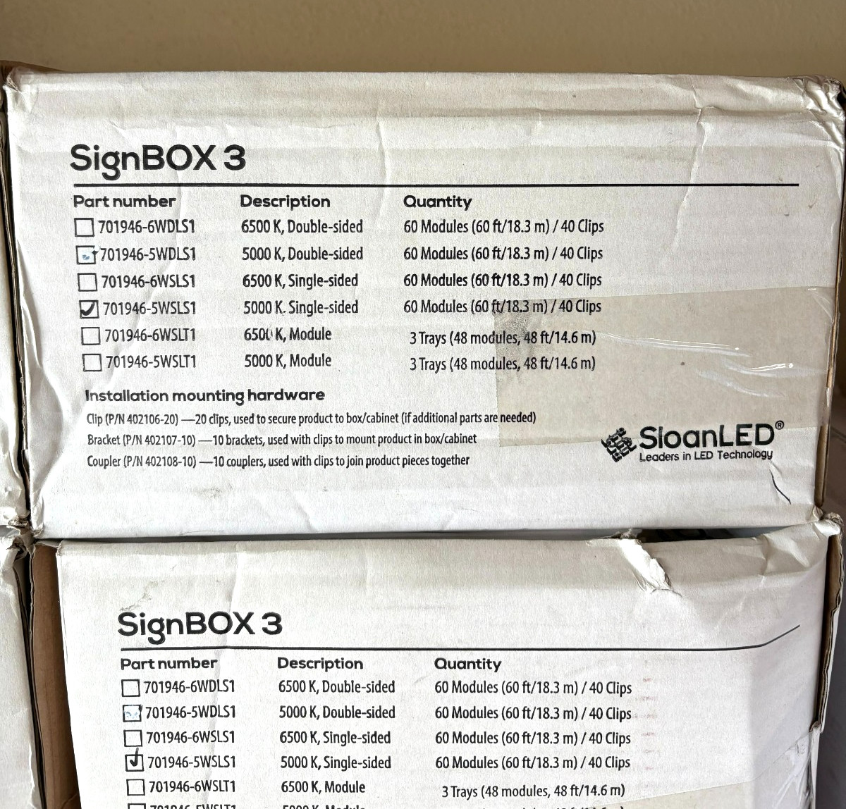 Sloan LED SignBOX II New Complete Kit Double-sided 6500K SignRayz PRO SignBOX3