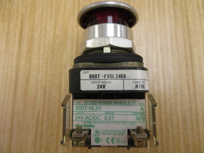 Allen Bradley 800T-FXQL24RA Button w/800T-NL24 & 800T-XA