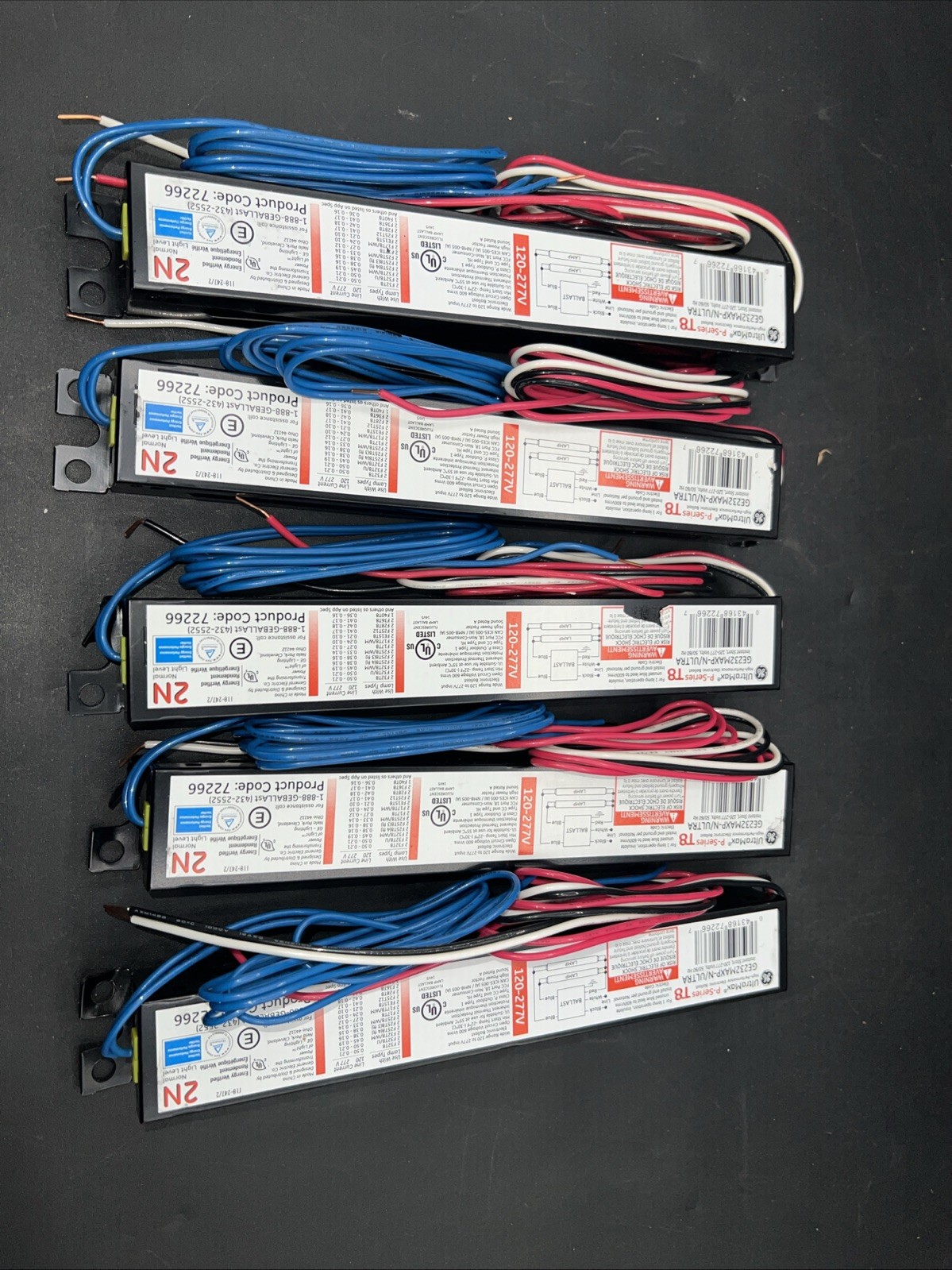 GENERAL ELECTRIC GE232MAXP-N/ULTRA ELECTRONIC FLUORESCENT T8 MULTI-VOLT LOT OF 5