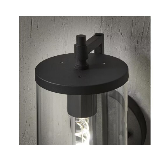 H B Lurelane 14 in. Medium 1-Light Matte Black Hardwired Outdoor Wall Sconce