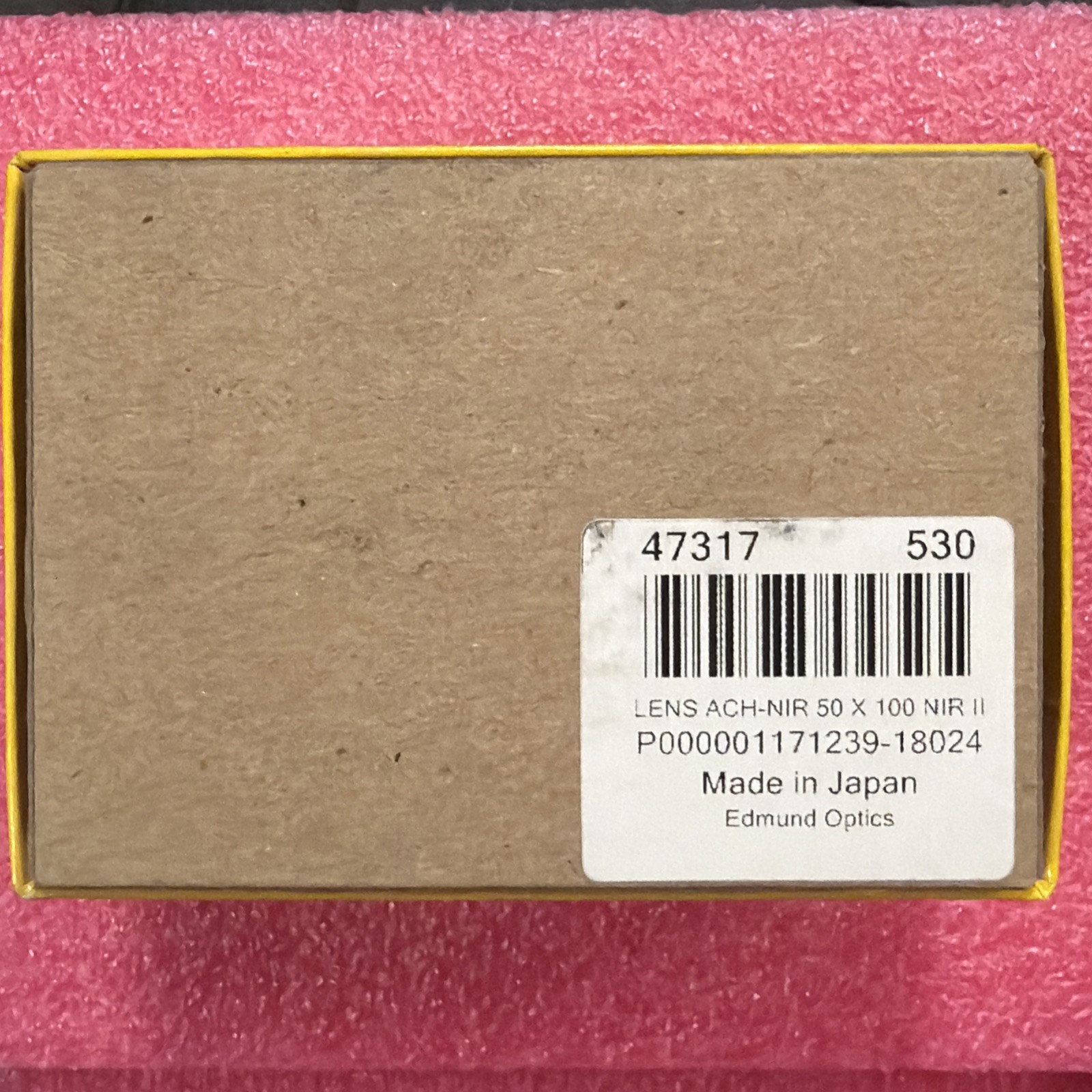 Edmund Optics LENS ACH-NIR 50 X 100 NIR II Achromatic Lens New in Box