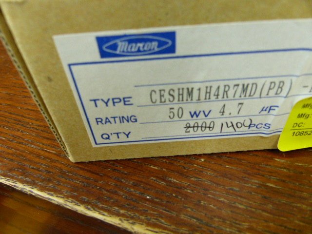MARCON CESHM1H4R7MDPB-F Qty of 200 per Lot 4.7UF 50V 5X11MM 85 DEG. .2 in LS