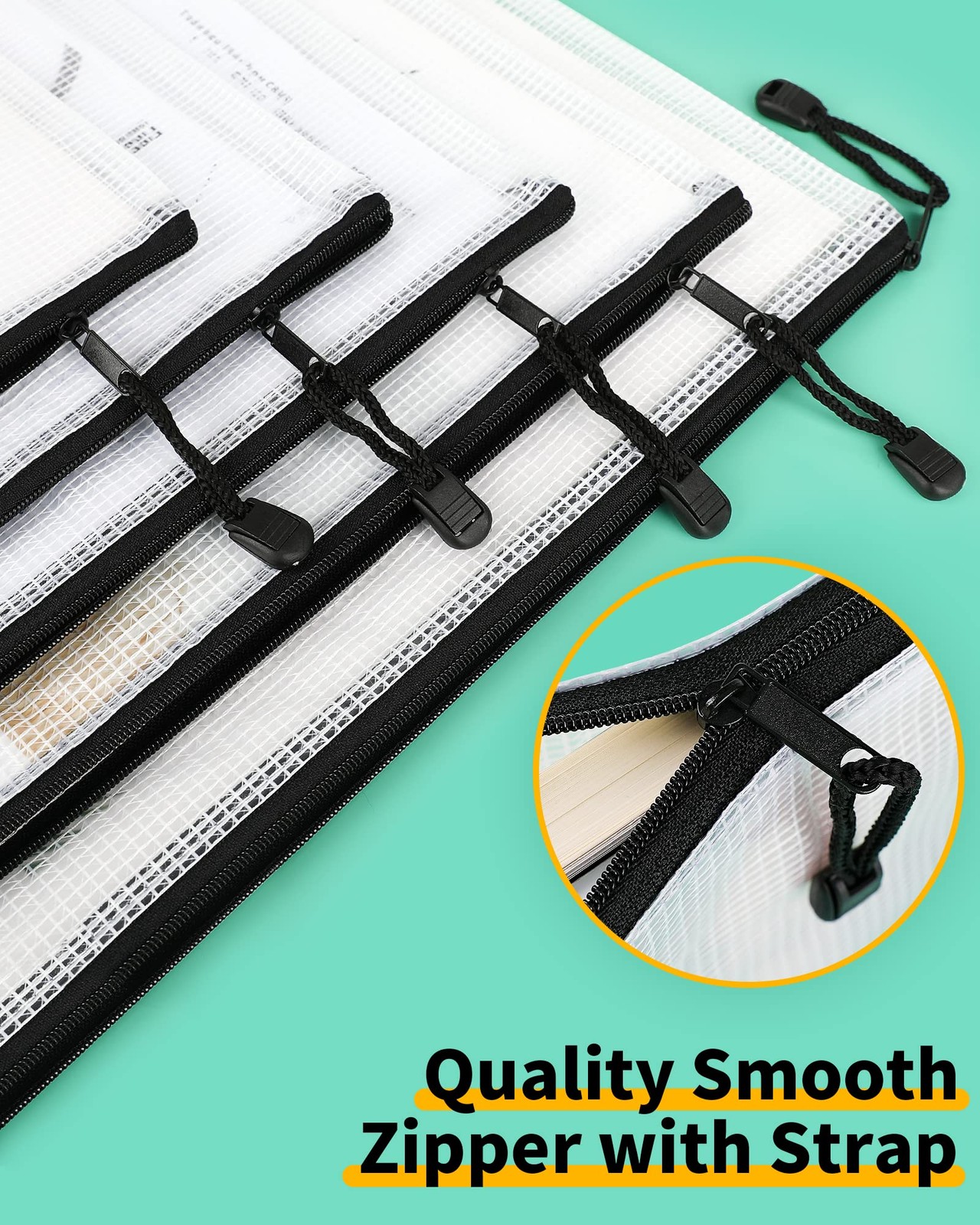 Smarpau Pencil Pouch 24PCS, 9.3″ x 4.7″ Mesh Zipper A6-9.3×4.7in-24pcs, Black