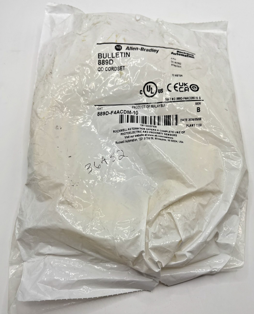 Allen Bradley 889D-F4ACDM-10 QD Cordset