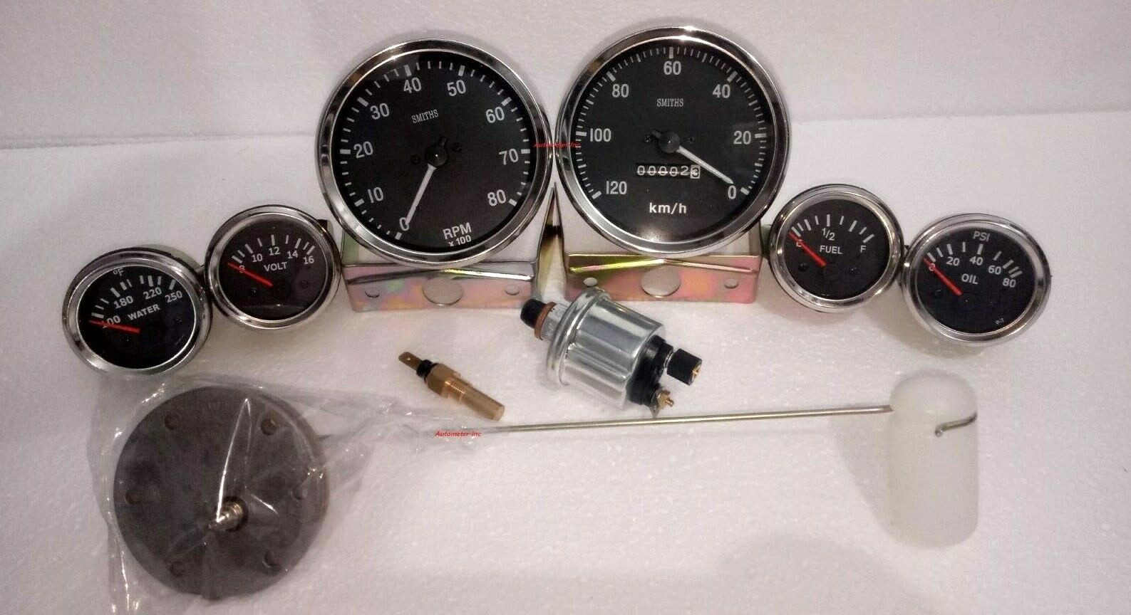 Smiths 52mmTemp+Oil+Volt+Fuel+Speedo+Tacho 100 mm With 3 sender Units