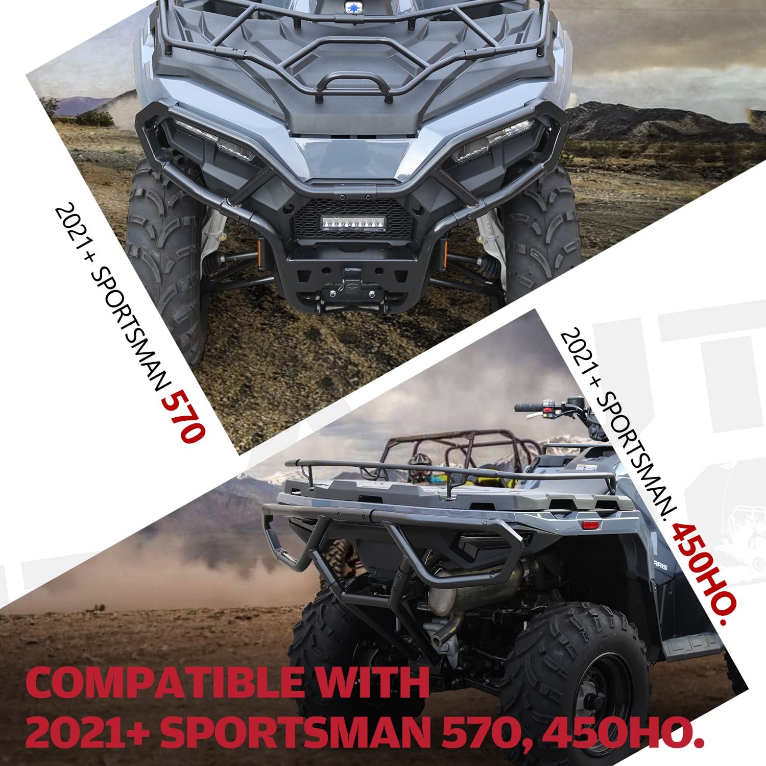 A & UTV PRO Front & Rear Bumper Guard Set for Polaris Sportsman 450/570 2021-…